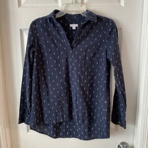 J. Jill Women’s Blouse/Tunic Size XS Pullover Navy Blue Pullover V Neck
